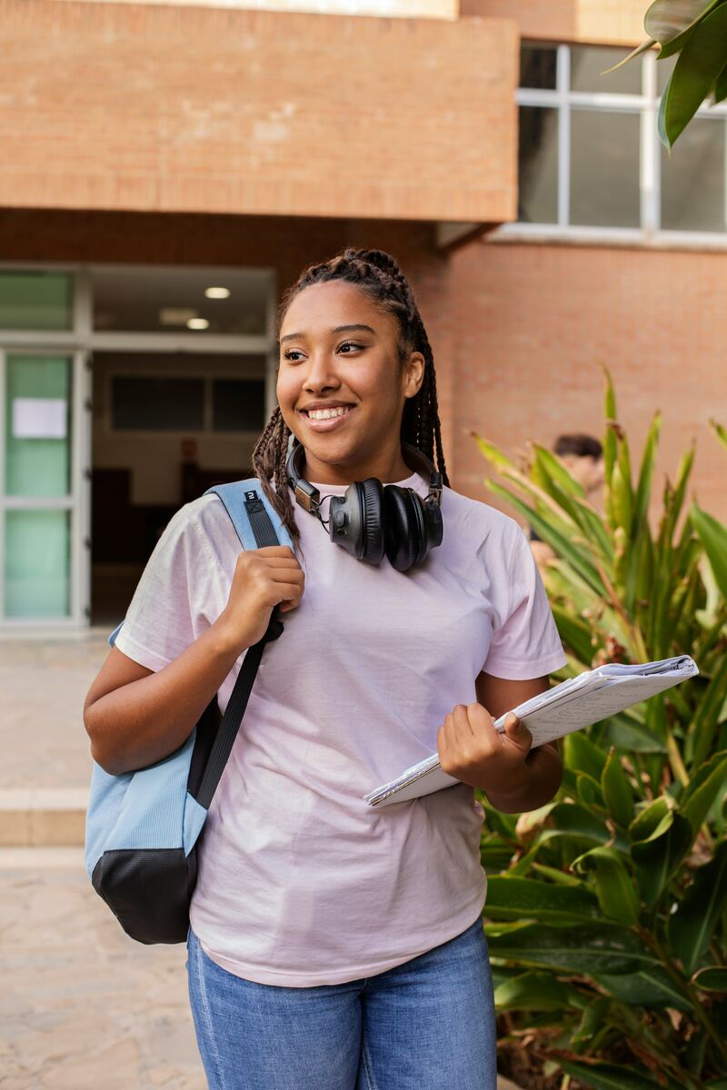 Female student with backpack