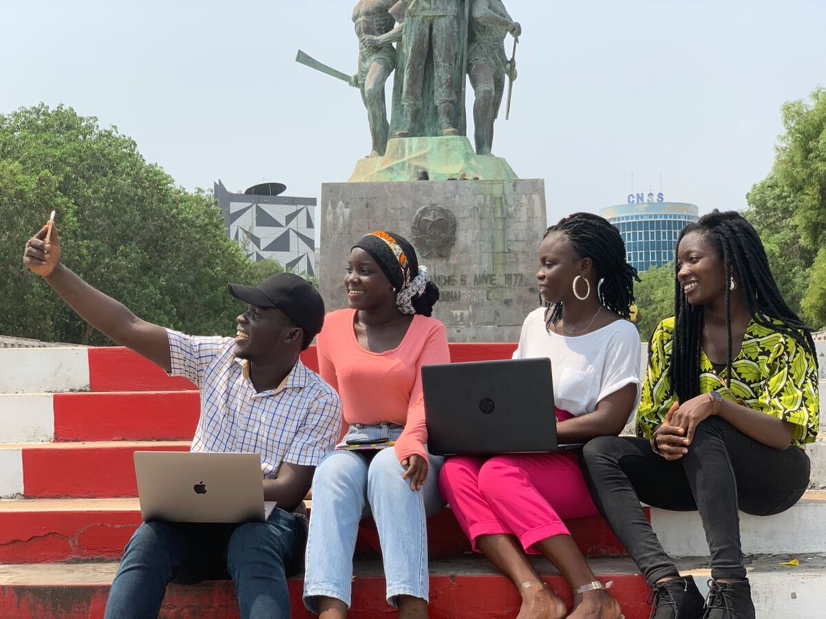 African students with laptops